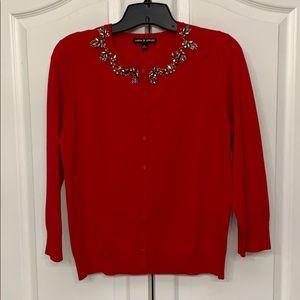 Ladies red and studded cardigan